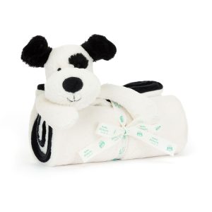 JellyCat Bashful Black & Cream Puppy Blankie