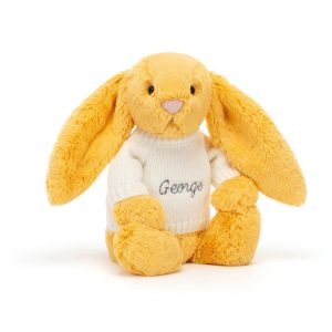 JellyCat Bashful Sunshine Bunny with Personalised Cream Jumper