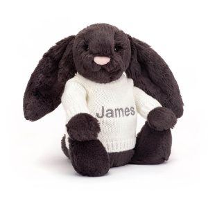JellyCat Bashful Inky Bunny with Personalised Cream Jumper