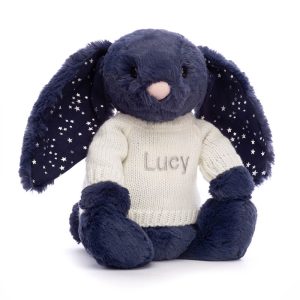 JellyCat Bashful Stardust Bunny with Personalised Cream Jumper