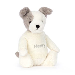 JellyCat Bashful Terrier with Personalised Cream Jumper
