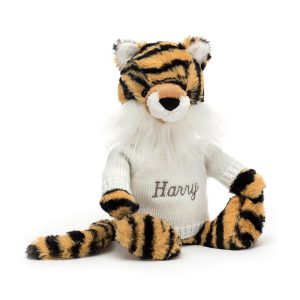 JellyCat Bashful Tiger with Personalised Cream Jumper