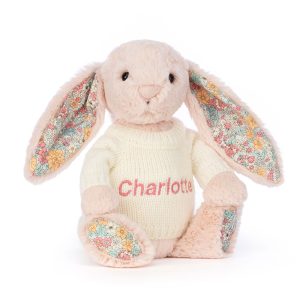 JellyCat Blossom Blush Bunny with Personalised Cream Jumper