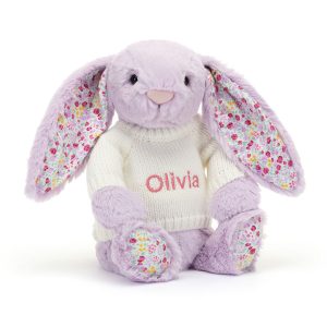 JellyCat Blossom Jasmine Bunny with Personalised Cream Jumper