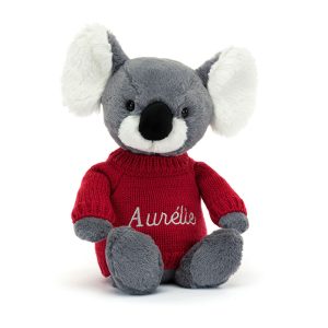 JellyCat Bashful Koala with Personalised Red Jumper