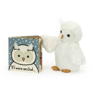 JellyCat If I Were An Owl Board Book and Bashful Owl Medium