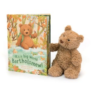 JellyCat It's a Big World Bartholomew Book and Bartholomew Bear Medium