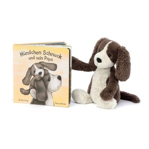 JellyCat Hundchen Schnuck Und Sein Papa Buch and Bashful Fudge Puppy Medium