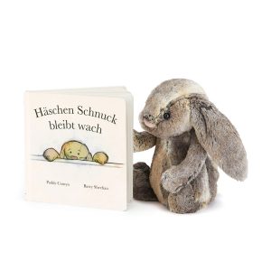JellyCat Haschen Schnuck Bleibt Wach Buch & Bashful Cottontail Bunny Medium