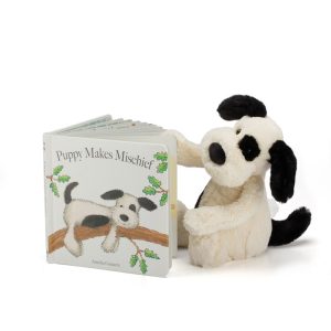 JellyCat Puppy Makes Mischief Book and Bashful Puppy Medium