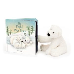 JellyCat The Playful Polar Bears Book and Perry Polar Bear Small