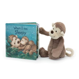 JellyCat When I Am Sleepy Book and Bashful Monkey Medium